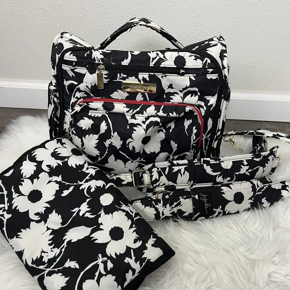 Ju Ju Be Black Floral Diaper Bag Convertible Backpack Shoulder Bag